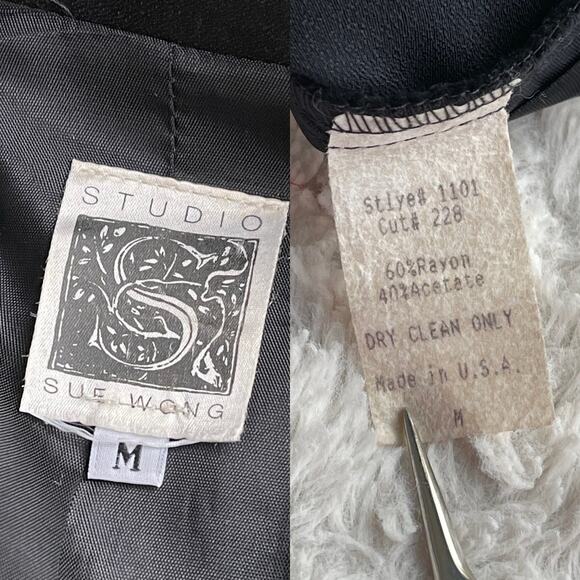 Sue Wong Studio satin blazer black asymmetrical vintage 80s 90s jacket cocktail - Picture 4 of 17